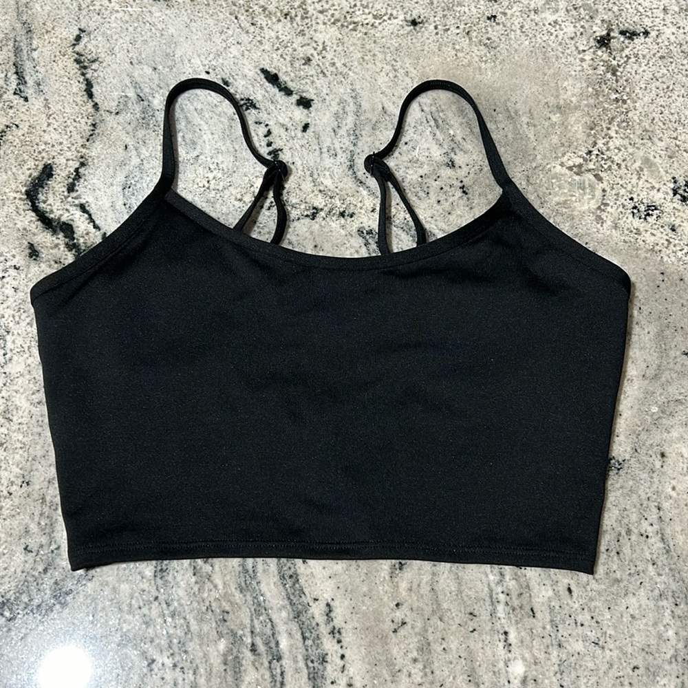 Pink active tank with built-in bra and adjustable straps